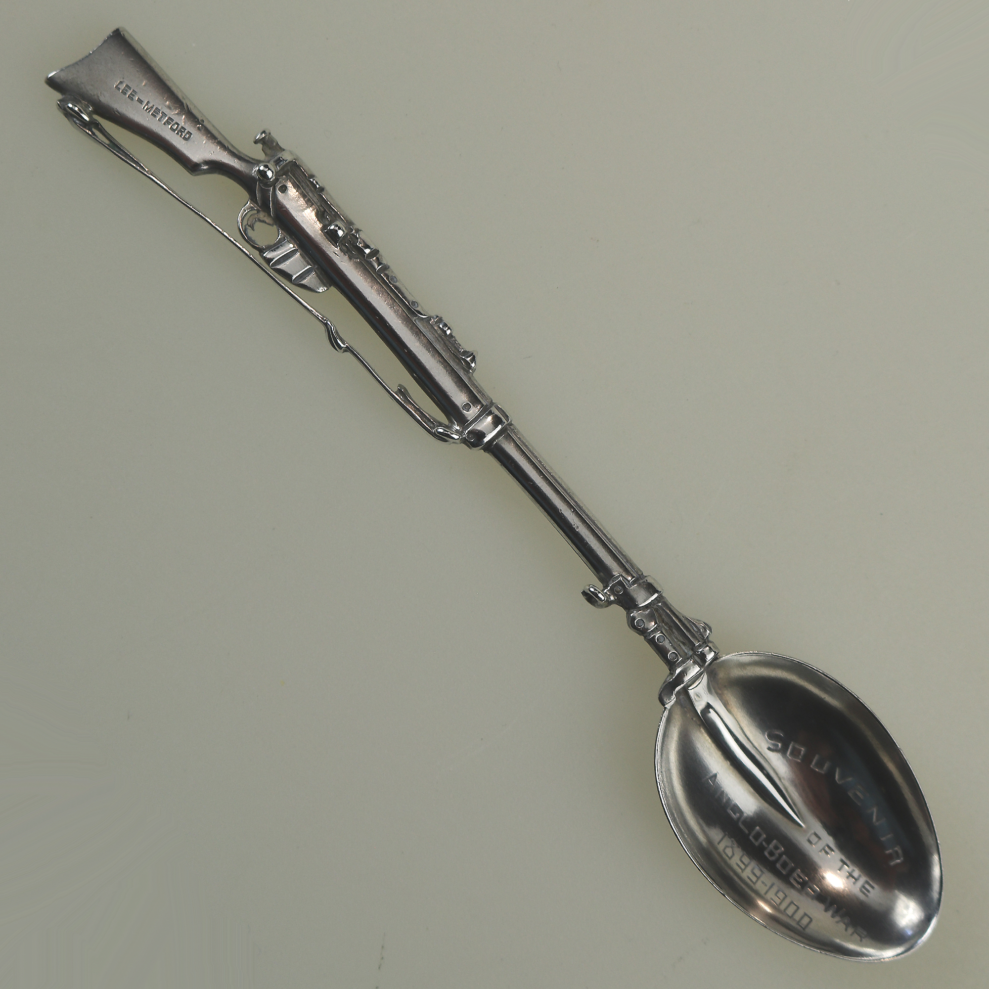 A scarce antique solid silver novelty rifle Militaria Boer War Spoon 19g C.1899