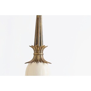 Bronze And Porcelain Ostrich Table Lamp In The Style Of Maison Baguès, 20th Century