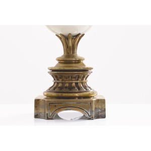 Bronze And Porcelain Ostrich Table Lamp In The Style Of Maison Baguès, 20th Century