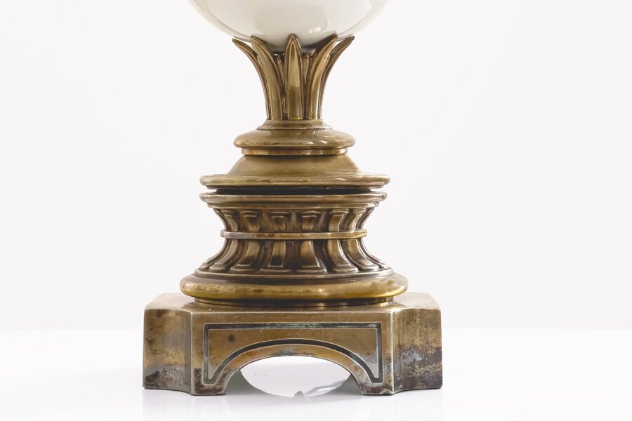 Bronze And Porcelain Ostrich Table Lamp In The Style Of Maison Baguès, 20th Century