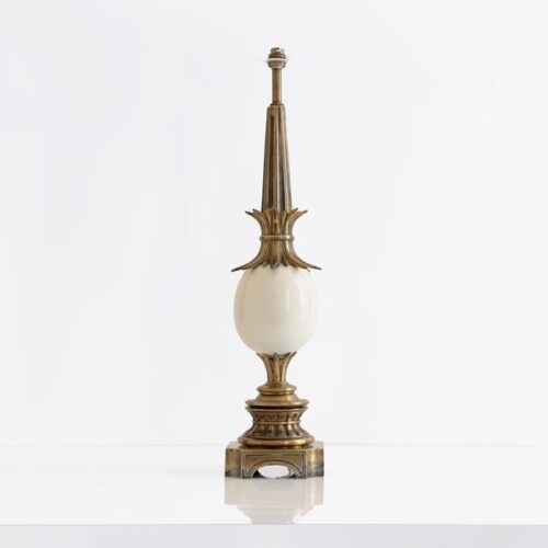 Bronze And Porcelain Ostrich Table Lamp In The Style Of Maison Baguès, 20th Century