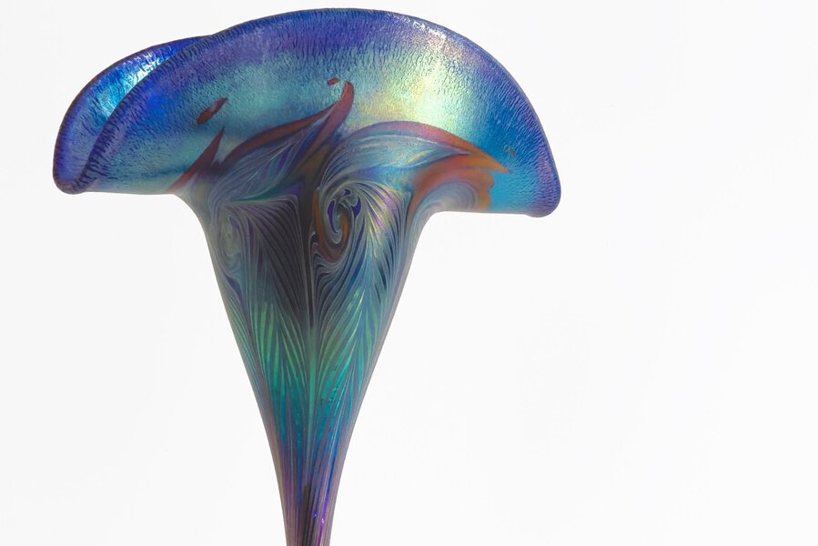 Charles Lotton Stunning Iridescent Blue Vase
