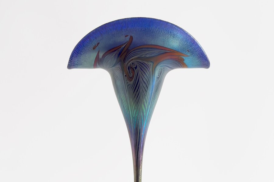 Charles Lotton Stunning Iridescent Blue Vase