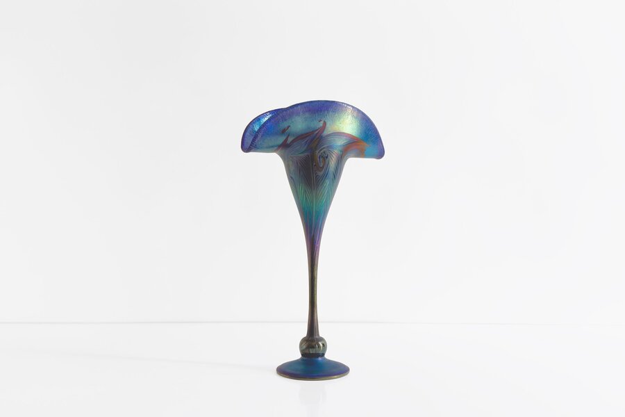 Charles Lotton Stunning Iridescent Blue Vase