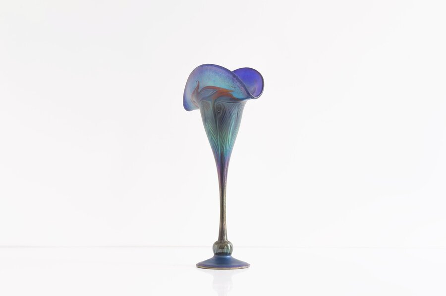Charles Lotton Stunning Iridescent Blue Vase