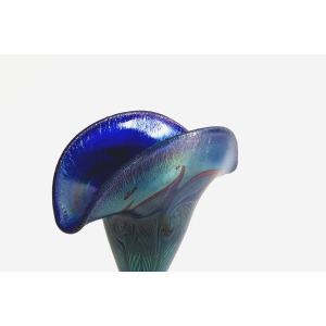 Charles Lotton Stunning Iridescent Blue Vase