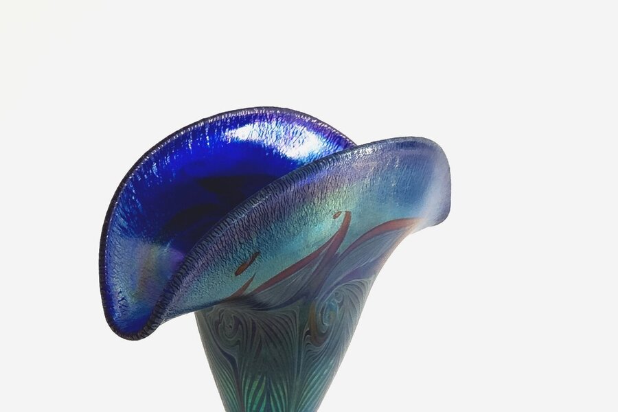 Charles Lotton Stunning Iridescent Blue Vase