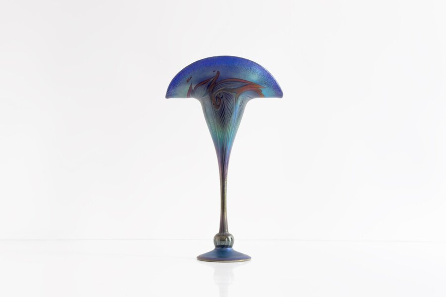 Charles Lotton Stunning Iridescent Blue Vase