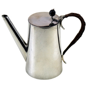 An antique Victorian Arts & Crafts nickel silver plate Chocolate Pot C.1890