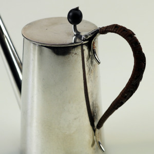 An antique Victorian Arts & Crafts nickel silver plate Chocolate Pot C.1890