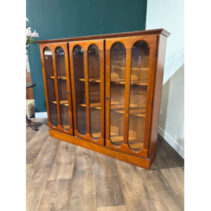 Contemporary Mahogany Glazed 3 Door Glazed Bookcase