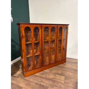 Contemporary Mahogany Glazed 3 Door Glazed Bookcase