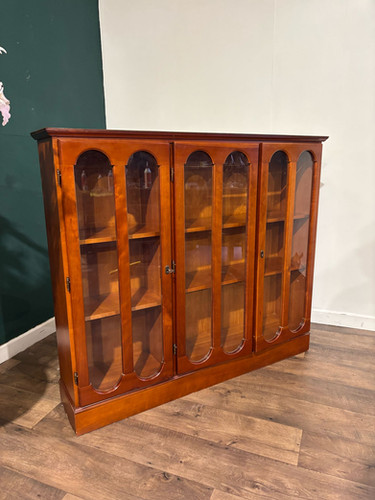 Contemporary Mahogany Glazed 3 Door Glazed Bookcase