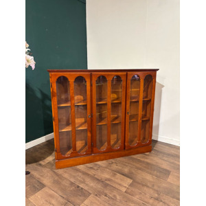 Contemporary Mahogany Glazed 3 Door Glazed Bookcase