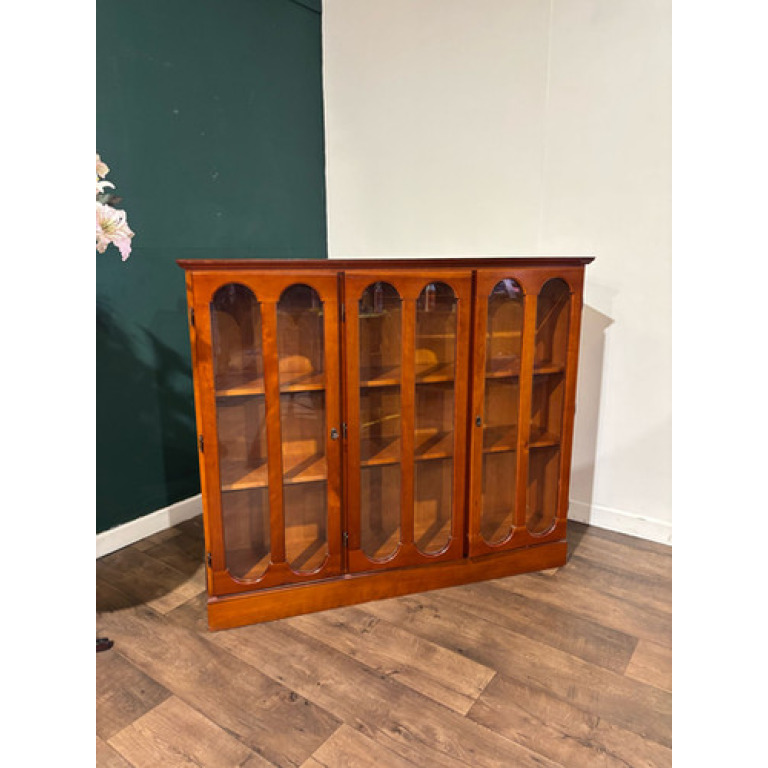 Contemporary Mahogany Glazed 3 Door Glazed Bookcase