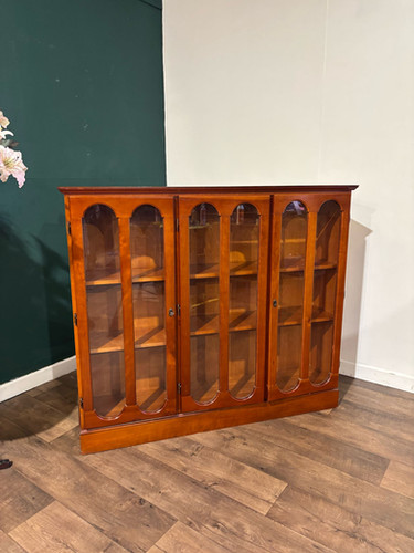 Contemporary Mahogany Glazed 3 Door Glazed Bookcase
