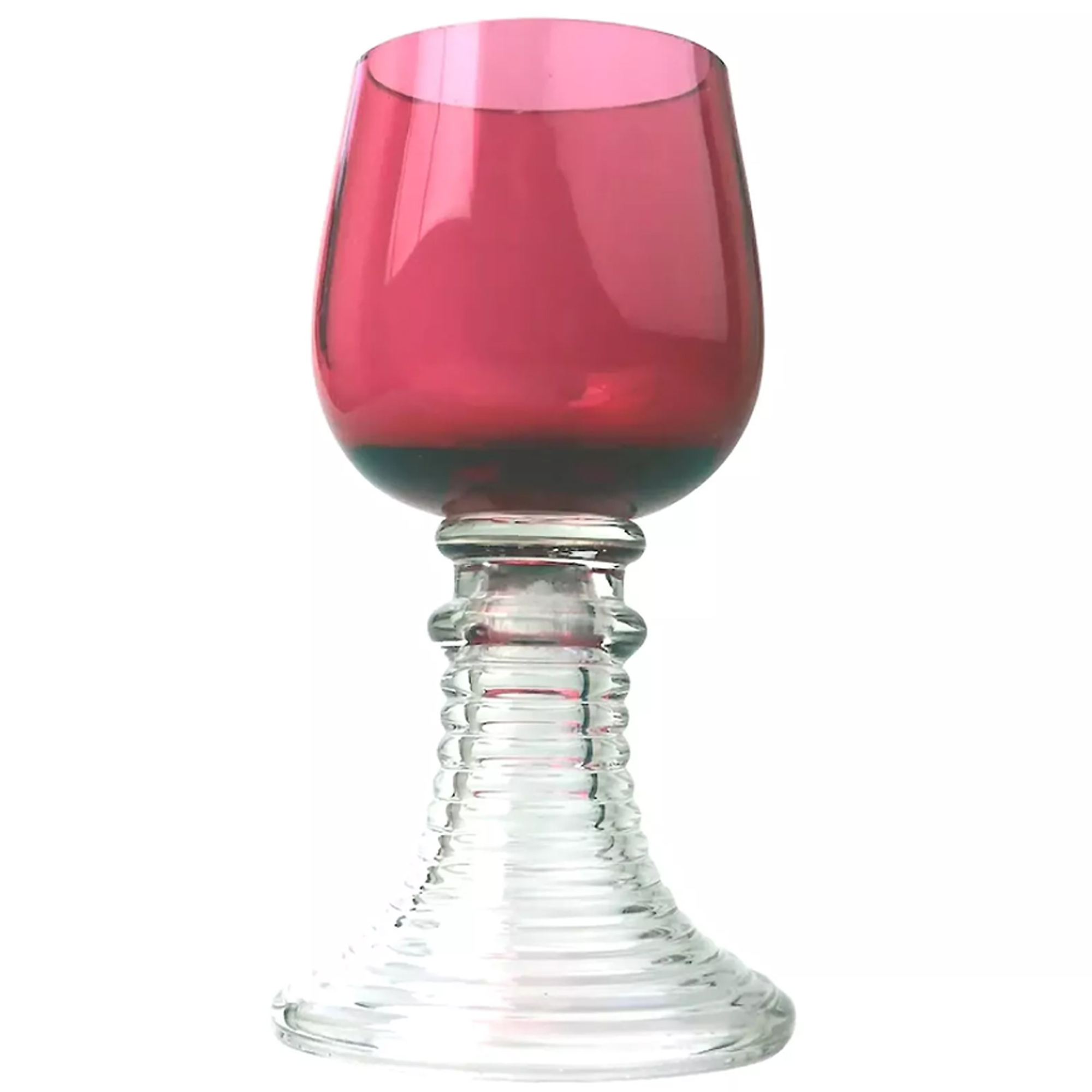 An unusual Art Deco cranberry glass Wine Goblet / Chalice / Rummer C.1920+