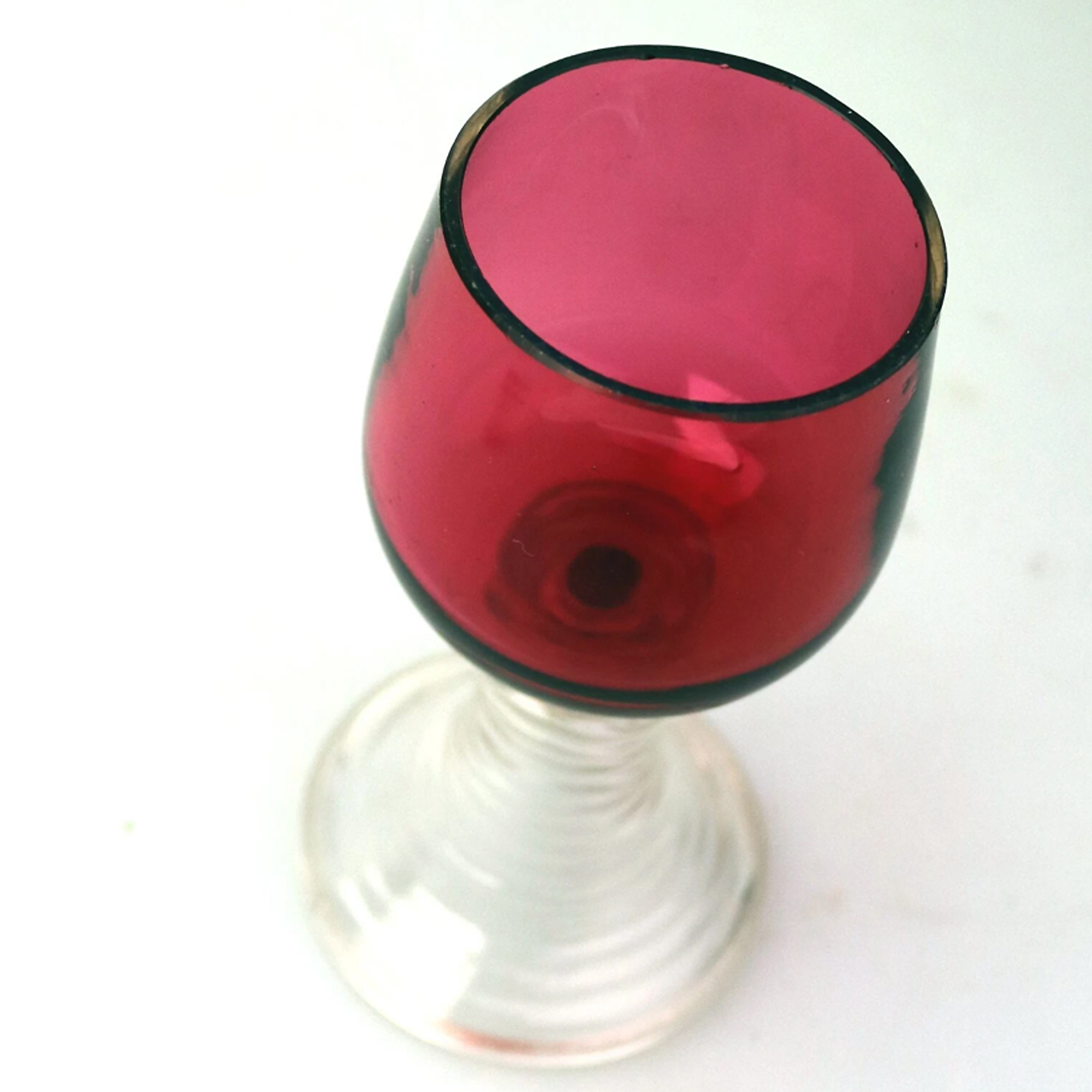 An unusual Art Deco cranberry glass Wine Goblet / Chalice / Rummer C.1920+
