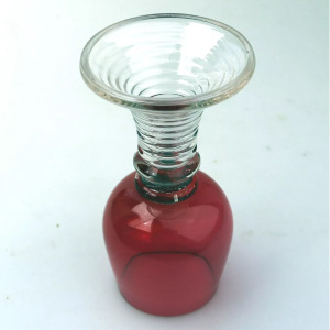 An unusual Art Deco cranberry glass Wine Goblet / Chalice / Rummer C.1920+