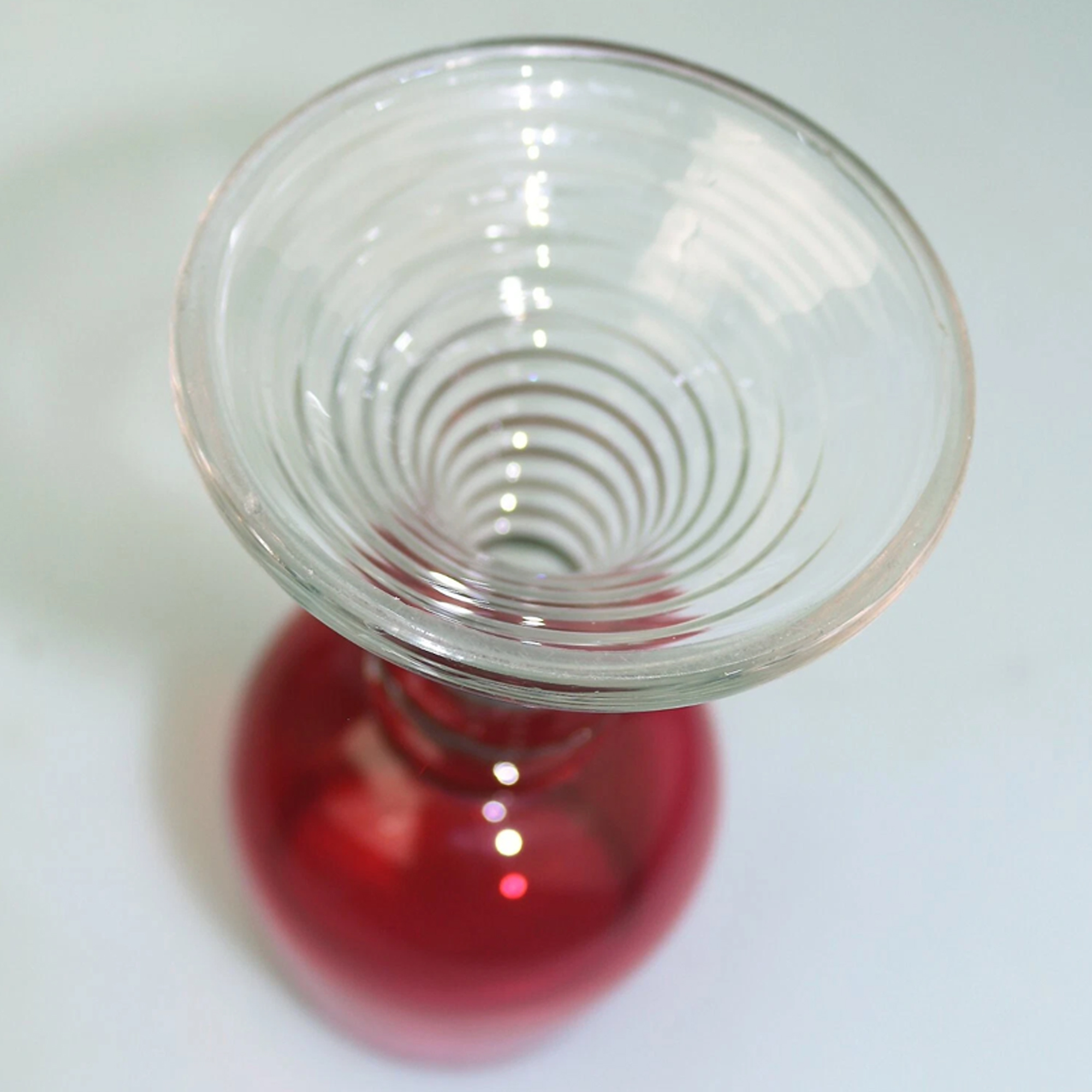 An unusual Art Deco cranberry glass Wine Goblet / Chalice / Rummer C.1920+