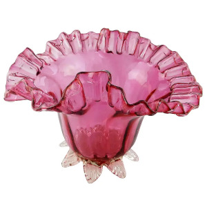 A very pretty antique Victorian cranberry art glass Bowl 18.5cm width C.19thC