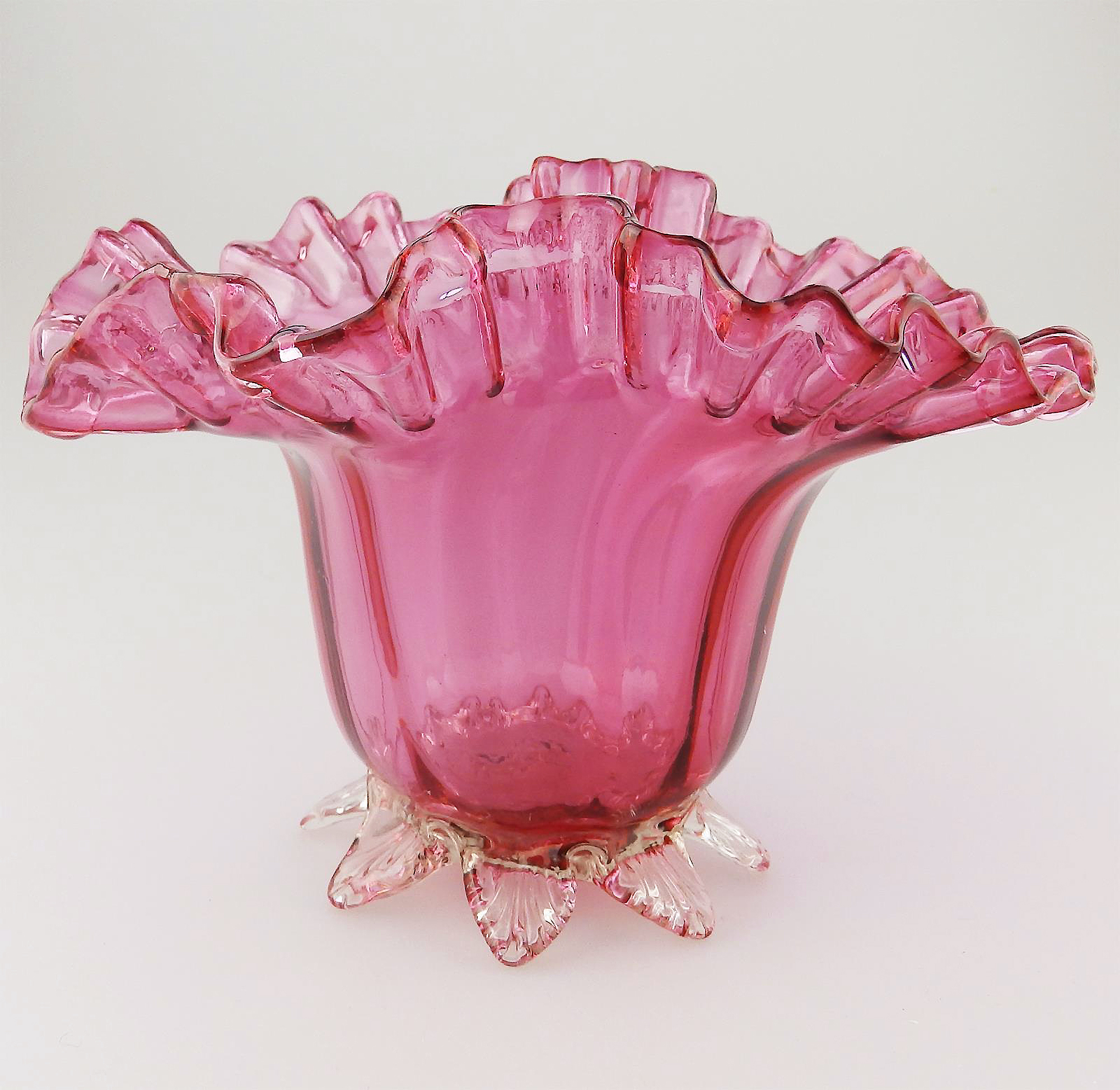 A very pretty antique Victorian cranberry art glass Bowl 18.5cm width C.19thC