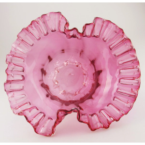 A very pretty antique Victorian cranberry art glass Bowl 18.5cm width C.19thC