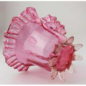 A very pretty antique Victorian cranberry art glass Bowl 18.5cm width C.19thC