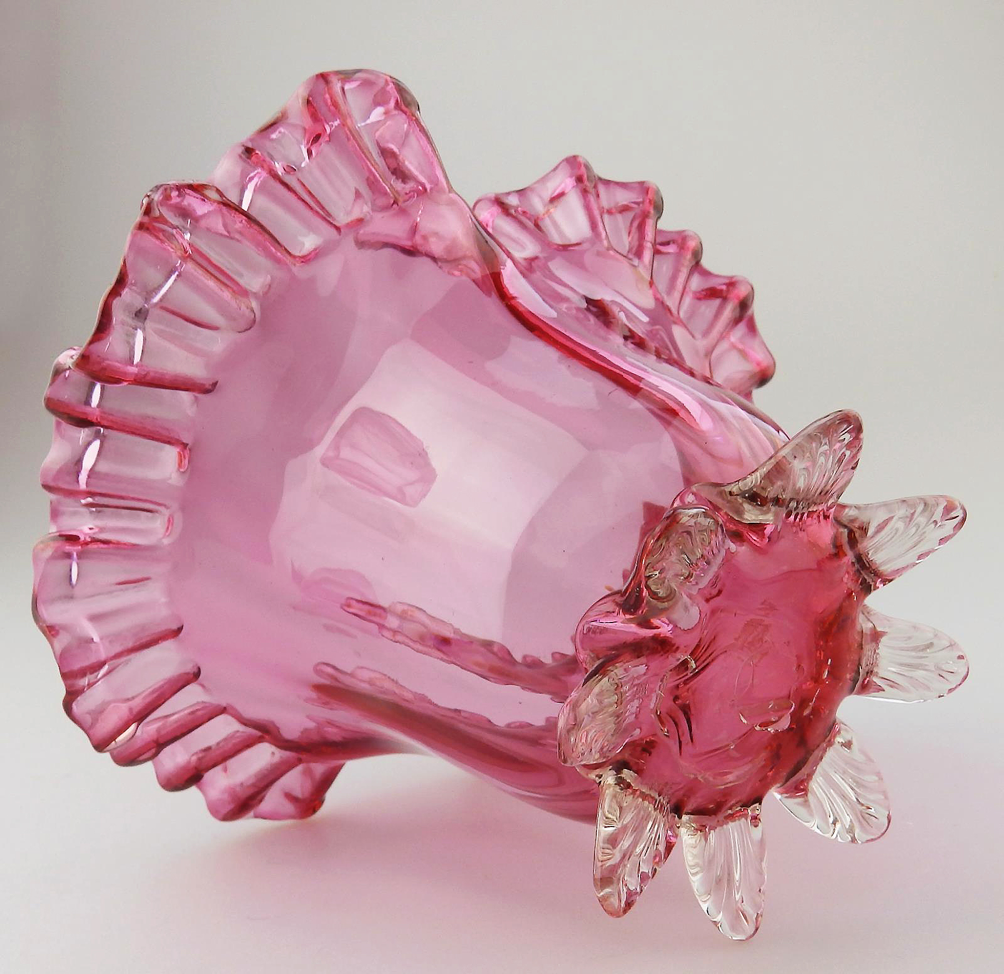 A very pretty antique Victorian cranberry art glass Bowl 18.5cm width C.19thC