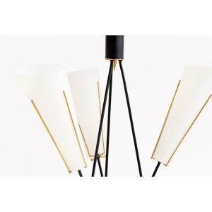 Danish Space Age Mid Century Opaline Suspension Lamp, 1960s