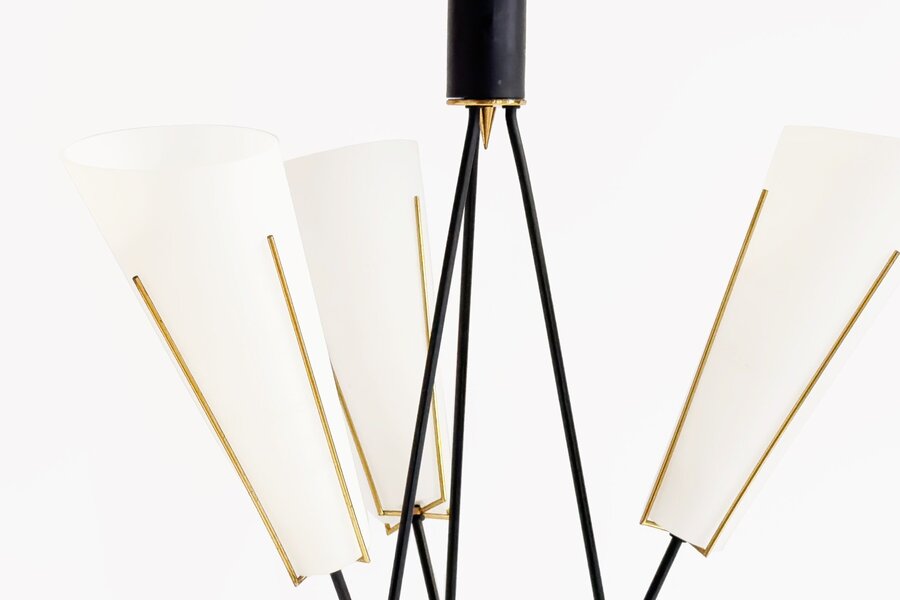 Danish Space Age Mid Century Opaline Suspension Lamp, 1960s