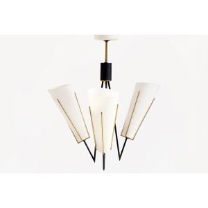 Danish Space Age Mid Century Opaline Suspension Lamp, 1960s