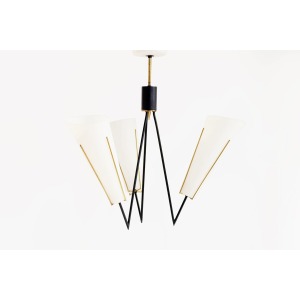 Danish Space Age Mid Century Opaline Suspension Lamp, 1960s
