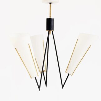 Danish Space Age Mid Century Opaline Suspension Lamp, 1960s