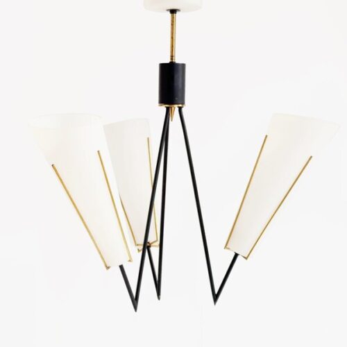 Danish Space Age Mid Century Opaline Suspension Lamp, 1960s