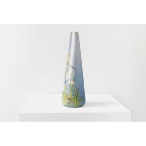 Delphin Massier Tall Beautiful Blue Ceramic Vase