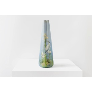 Delphin Massier Tall Beautiful Blue Ceramic Vase