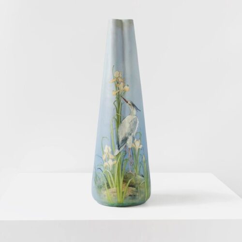 Delphin Massier Tall Beautiful Blue Ceramic Vase