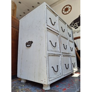 Early 20th Century Bank Of Painted Workshop/Apothecary Drawers. Antique/Vintage