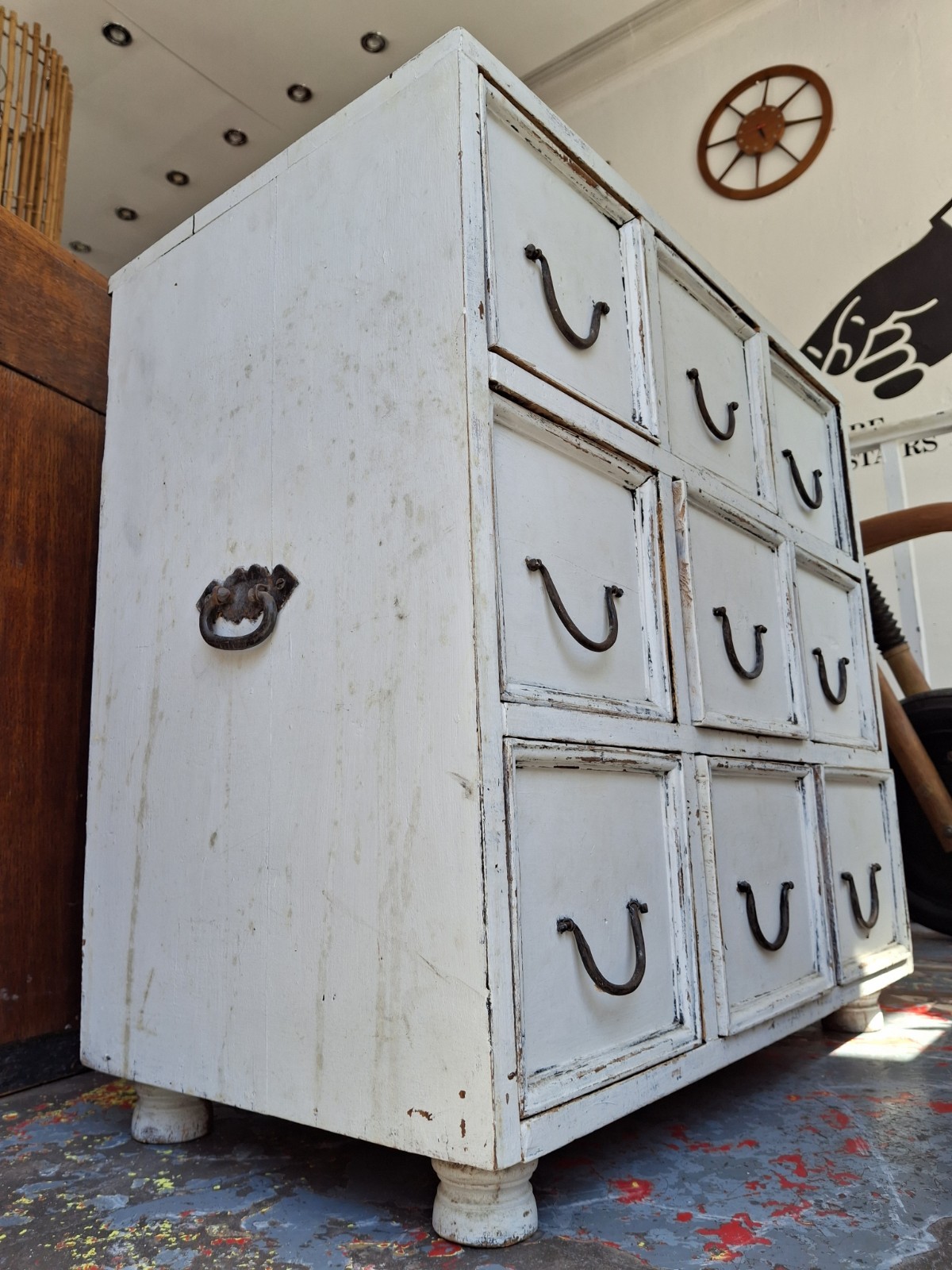 Early 20th Century Bank Of Painted Workshop/Apothecary Drawers. Antique/Vintage