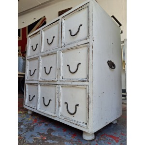 Early 20th Century Bank Of Painted Workshop/Apothecary Drawers. Antique/Vintage