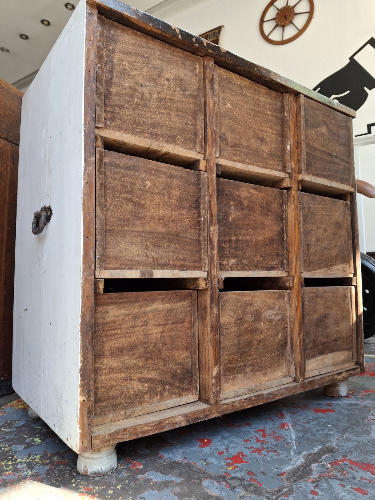 Early 20th Century Bank Of Painted Workshop/Apothecary Drawers. Antique/Vintage