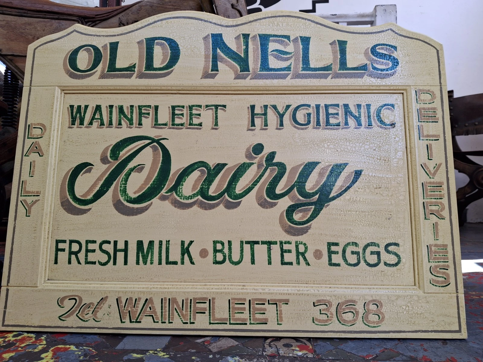 Early 20th Century Hand Painted Trade Sign/Delivery Cart Door