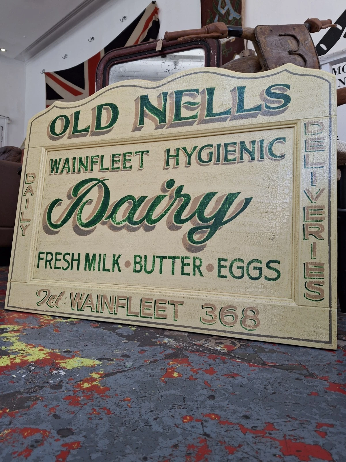Early 20th Century Hand Painted Trade Sign/Delivery Cart Door