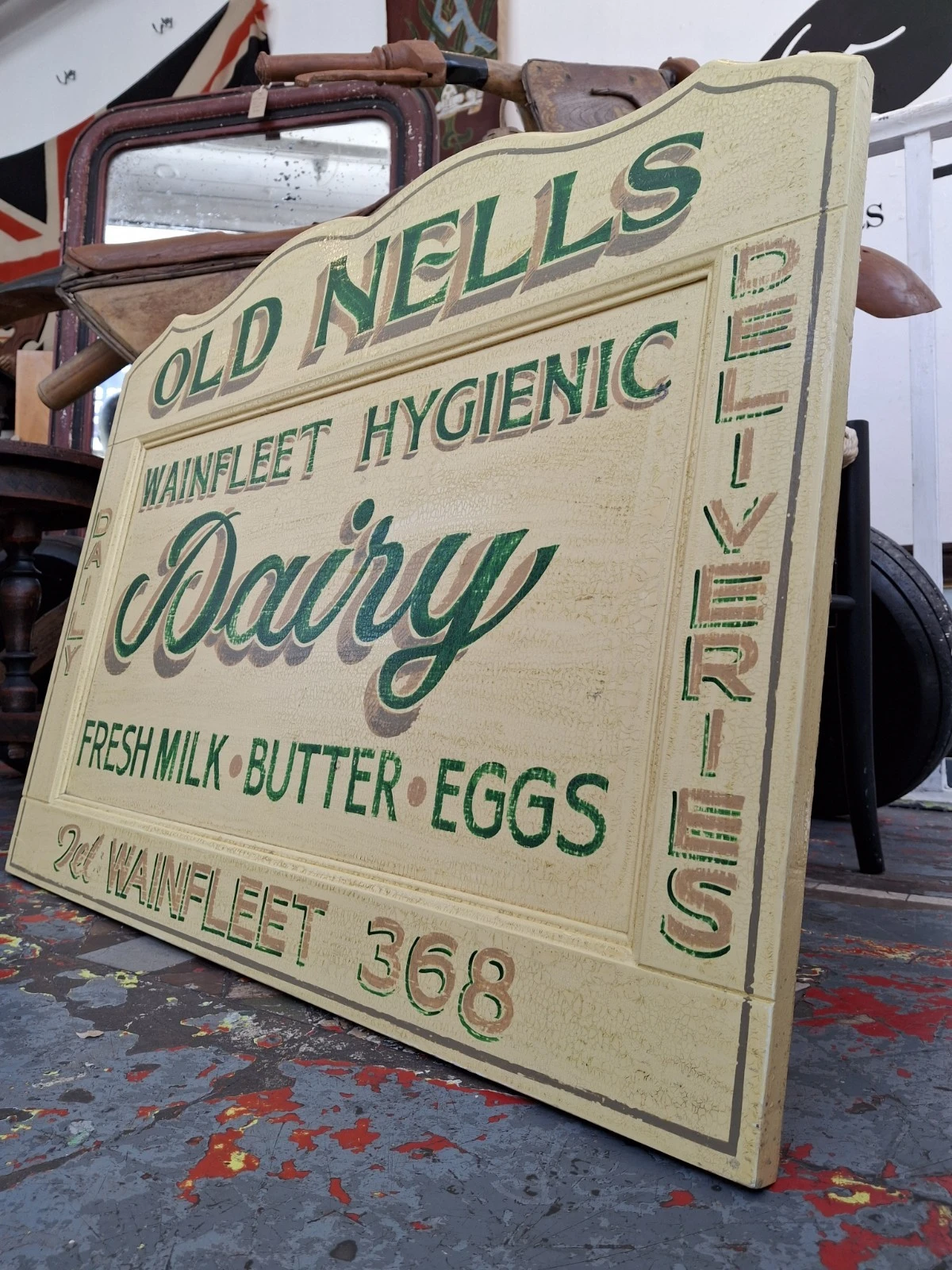 Early 20th Century Hand Painted Trade Sign/Delivery Cart Door