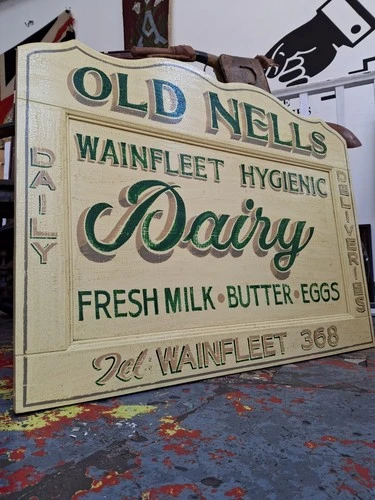 Early 20th Century Hand Painted Trade Sign/Delivery Cart Door
