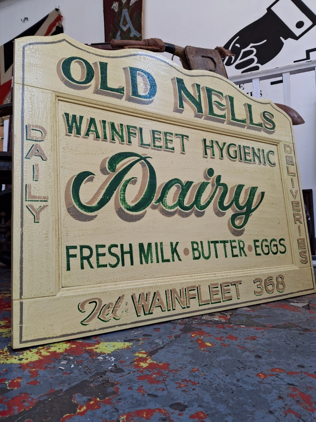 Early 20th Century Hand Painted Trade Sign/Delivery Cart Door