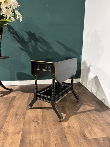 Edwardian Ebony Drop Leaf Side Table