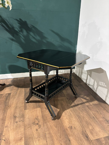 Edwardian Ebony Drop Leaf Side Table