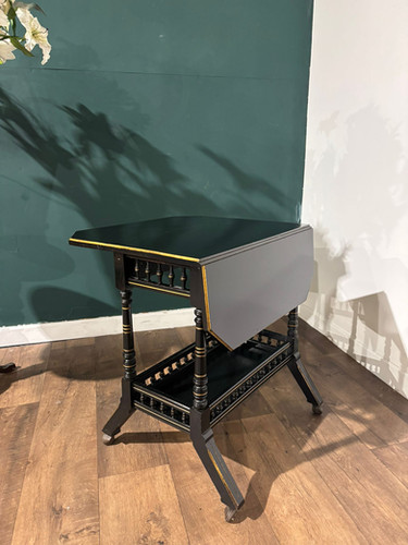 Edwardian Ebony Drop Leaf Side Table